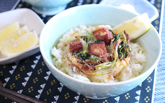 レモン香る　まぐろと三つ葉の塩天茶
