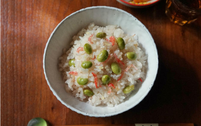 楠さん家の 桜えびと枝豆の炊き込みご飯